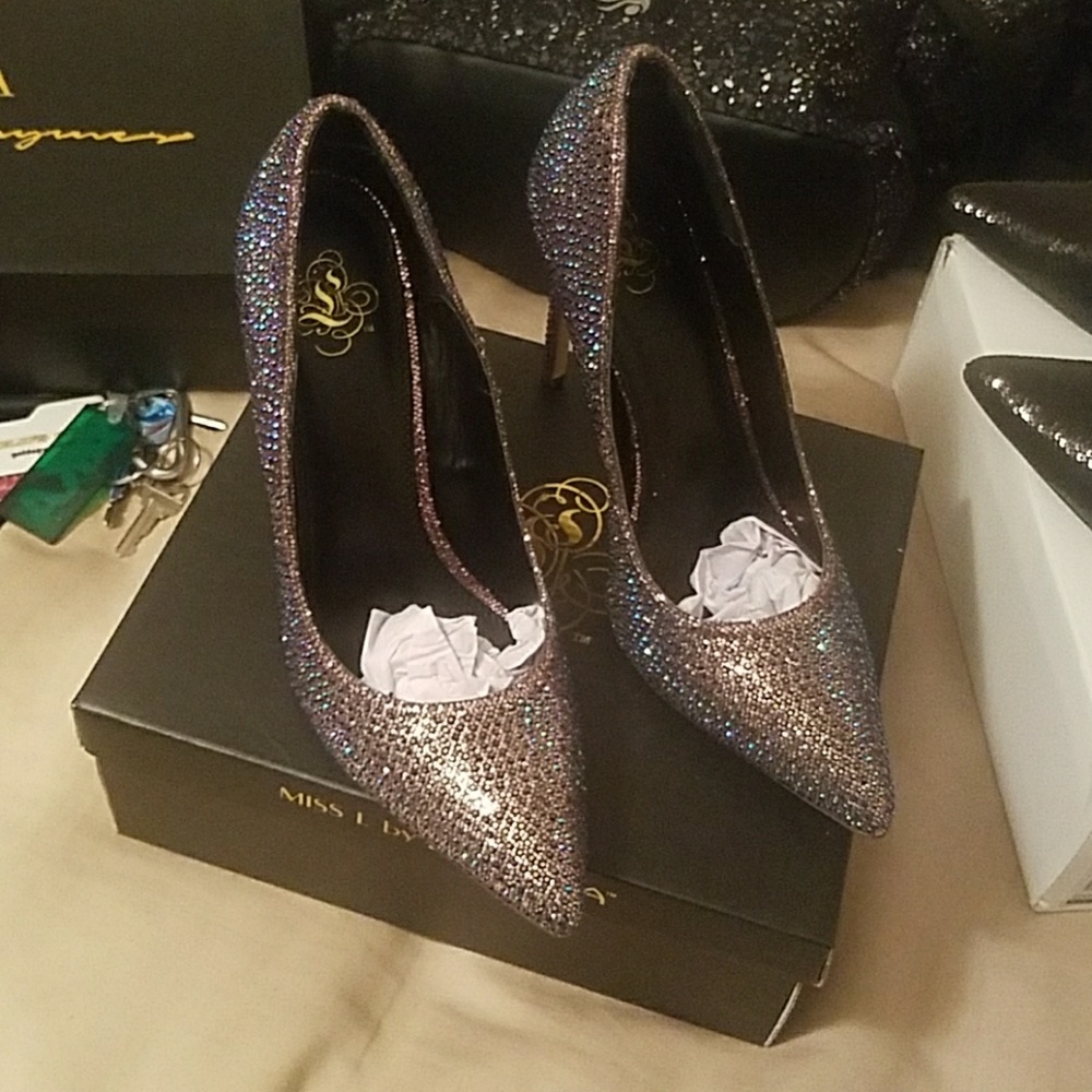 Multicolor rhinestone heels